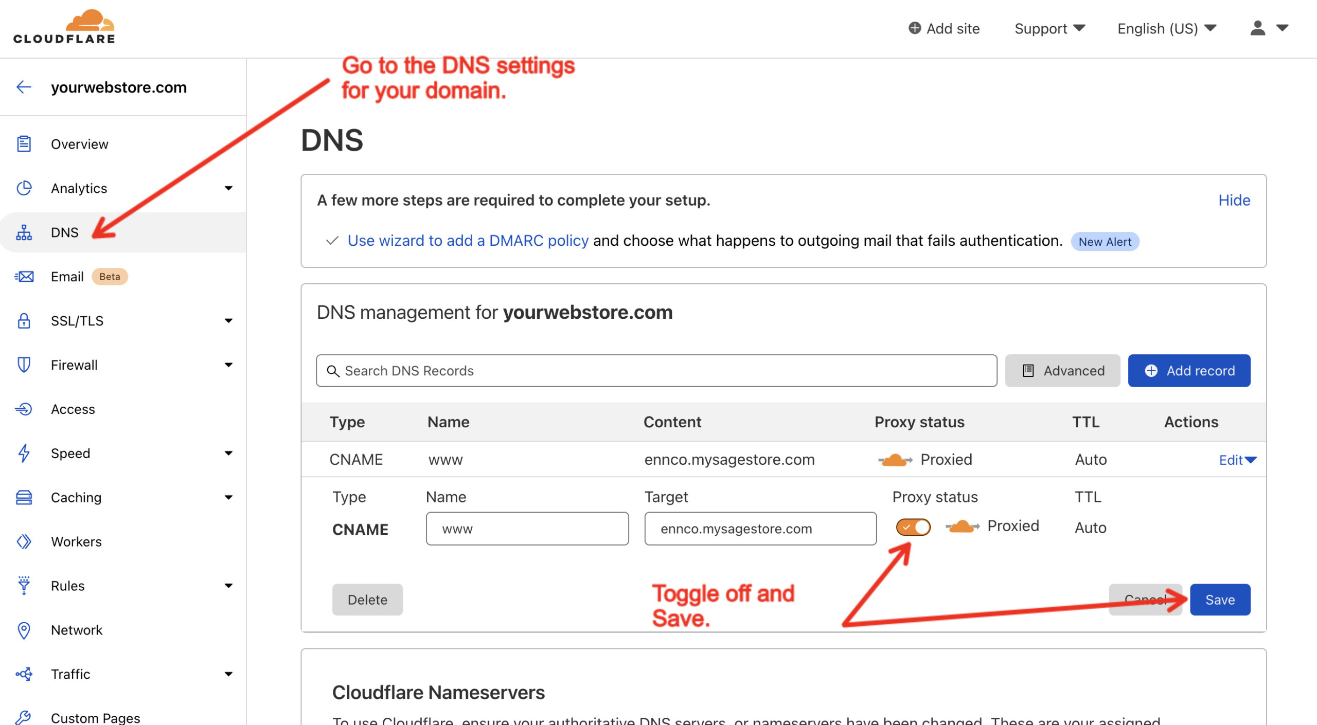 How to Grey Cloud (Deactivate Proxy) at Cloudflare